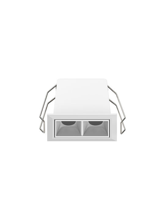 VK Lighting Parallelogramm Metallischer Deckenstrahler Mit Eingebauter LED Und Warmweißem Licht Weiß 7.5x15cm