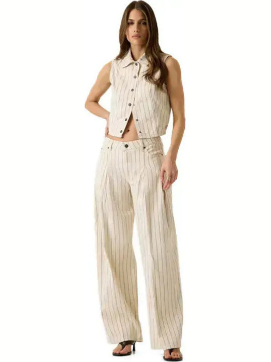 Γυναικεία Παντελόνα σε Wide Γραμμή Off-white