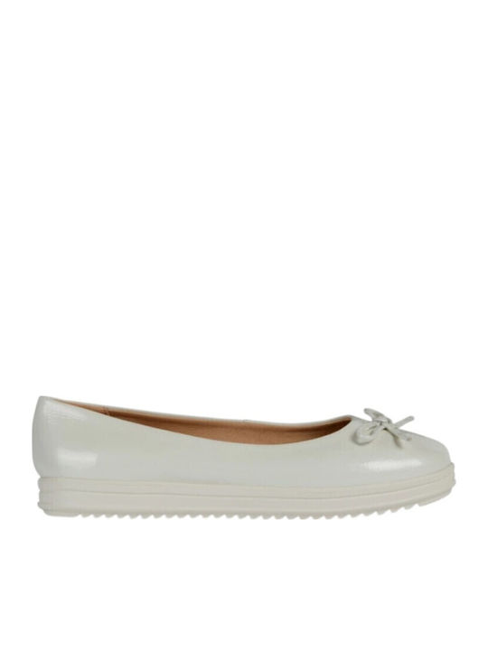 Kids Ballerinas with Hoop & Loop Closure Leather White