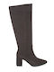 Wildleder Damenstiefel mit Mittelhohem Absatz Braun