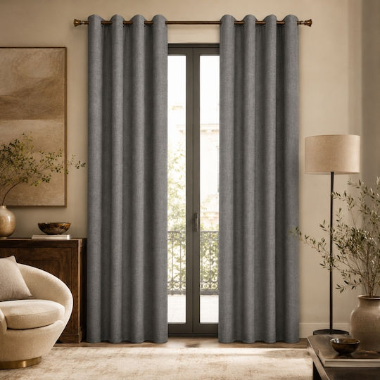 My Home Luxury Curtain With Pencil Pleat Dark Gray 280x270cm