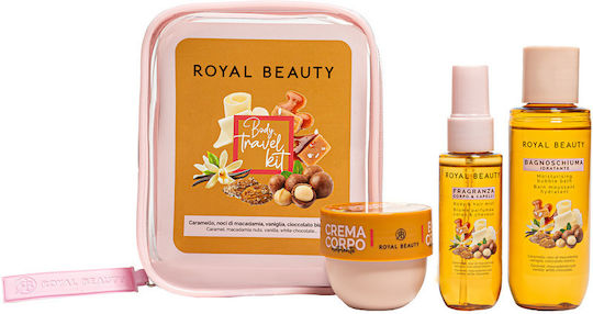 Royal Beauty Body Travel Kit Σετ Περιποίησης για Ενυδάτωση & Καθαρισμό Σώματος Caramel, Macadamia Nuts, Vanilla & White Chocolate 3τμχ