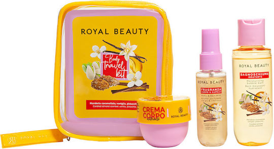 Royal Beauty Body Travel Kit Σετ Περιποίησης για Ενυδάτωση & Καθαρισμό Σώματος Candied Almond, Vanilla & Pistachio 3τμχ
