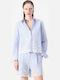 Long Sleeve Women's Cotton Shirt Ultramarine
