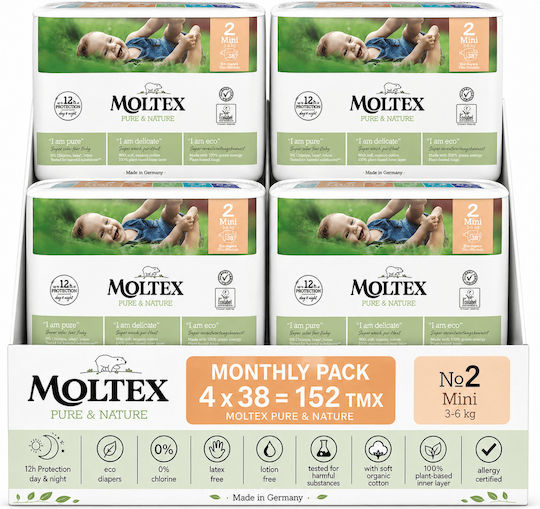 Moltex Πάνες με Αυτοκόλλητο Pure & Nature No. 2 για 3-6kg 152τμχ