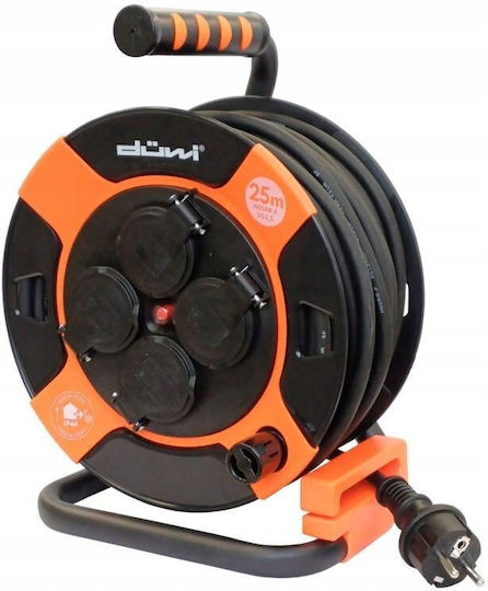 Duwi Extension Cord Reel with Cable 25m Cross Section 3 x 1.5mm² and Grounding Waterproof