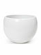 Ceramic Spherical Glossy White Plant Pot H:14cm W:16cm Inner 12cm