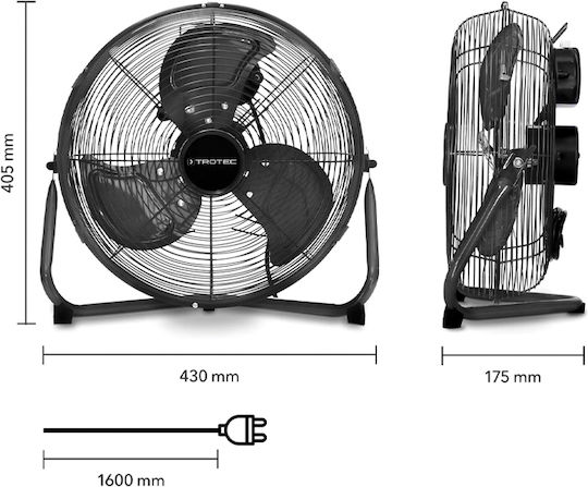 Trotec TVM15 Ανεμιστήρας Δαπέδου 59.5W Διαμέτρου 35cm Μαύρος