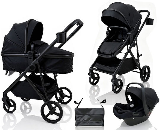 Homeone Reversible 3 in 1 Baby Stroller Suitable From 6+ Months Black