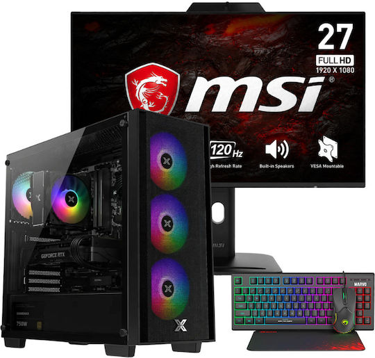 Vengeance Gamer's Choice Fusion-V2 Гейминг Настолен Компютър (Ryzen 7-5700/16GB DDR4/512GB SSD/GeForce RTX 5060/Без Операционна Система) с Клавиатура (Английски САЩ) и Монитор MSI 27" PRO MP272PMG