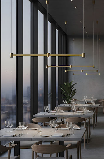 VK Lighting Висящо Тавано Осветително Тяло Златисто LED с Топло Бяла Светлина