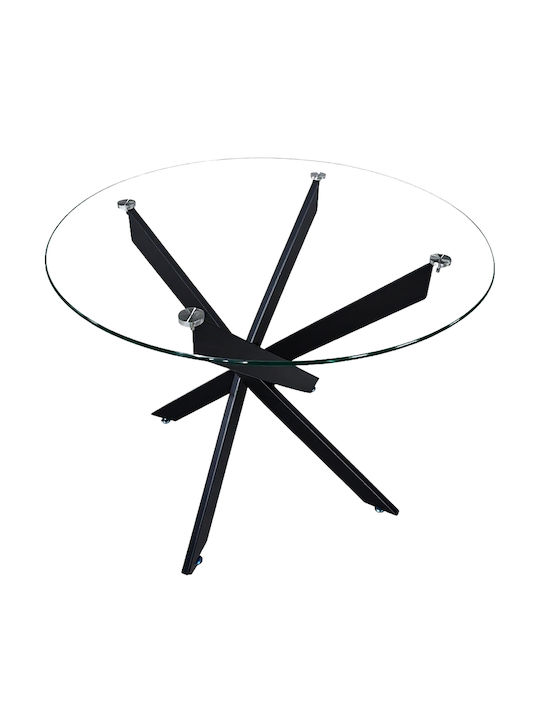 Glazera Round Dining Table with Glass Top Black 90x90x75cm