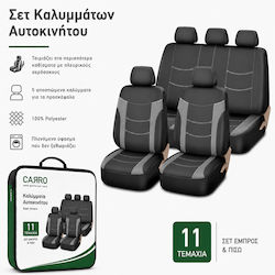 Carro 395355 Car Seat Covers Set Daihatsu Cuore Sirion Terios Trevis Yrv Materia Cotton Fabric Leatherette Set Front Rear 11 Pieces Black Grey