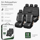 Carro 395365 Car Seat Covers Set Nissan Micra Pulsar Almera Primera Note Tiida Leaf Qashqai X-trail Interstar Cotton Fabric Leatherette Set Front Rear 11 Pieces Black Grey