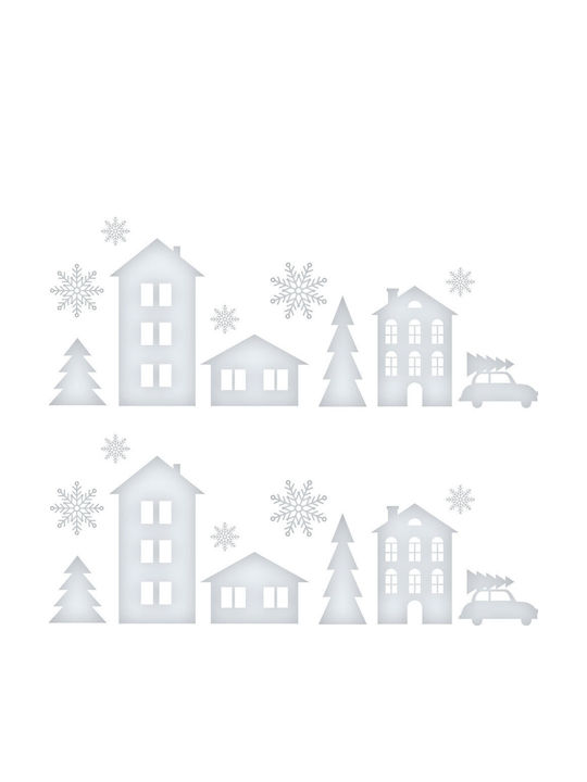 Коледна Декорация За Прозорец Зимен Пейзаж 37.5 X 27 См Коледен Стикер За Прозорец