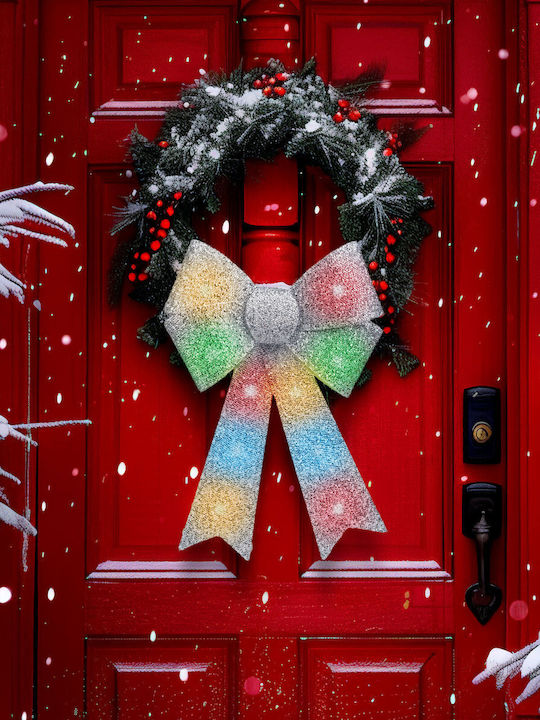 Weihnachtskranz Dekorativ Stoff Beleuchtet Batterie Länge 40cm Silber