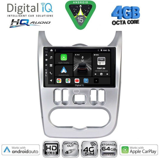 Digital IQ Ηχοσύστημα Αυτοκινήτου για Renault Logan Dacia Duster / Logan / Sandero 2006-2012 (Bluetooth/USB/WiFi/GPS/Apple-Carplay/Android-Auto) με Οθόνη Αφής 9"