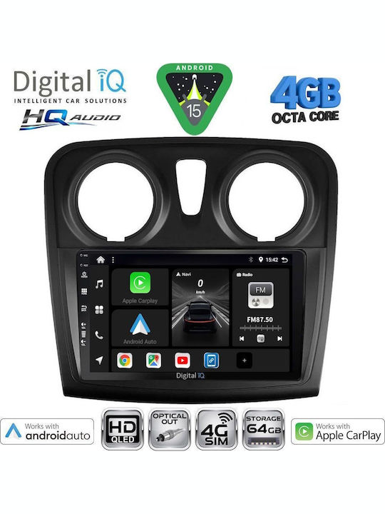 Digital IQ Car Audio System for Dacia Logan / Sandero 2012-2019 (Bluetooth/USB/WiFi/GPS/Apple CarPlay/Android Auto) with 9" Touch Screen