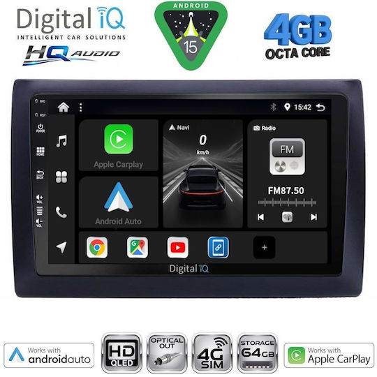 Digital IQ Car Audio System for Fiat Stilo 2001-2007 (Bluetooth/USB/WiFi/GPS/Apple CarPlay/Android Auto) with 9" Touch Screen