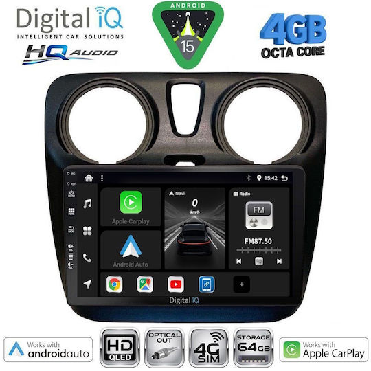 Digital IQ Ηχοσύστημα Αυτοκινήτου για Dacia Dokker 2012-2022 (Bluetooth/USB/WiFi/GPS/Apple-Carplay/Android-Auto) με Οθόνη Αφής 9"