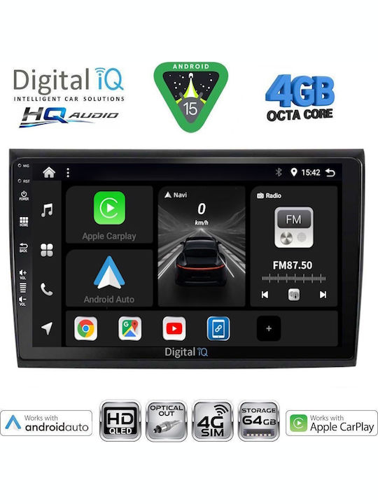 Digital IQ Car Audio System for Fiat Bravo 2007-2019 Bluetooth USB WiFi GPS Apple CarPlay Android Auto with 9" Touch Screen