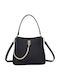 Gallantry Women's Handbag Grained Leather Effect Gold Chain Jewel Clasp Black