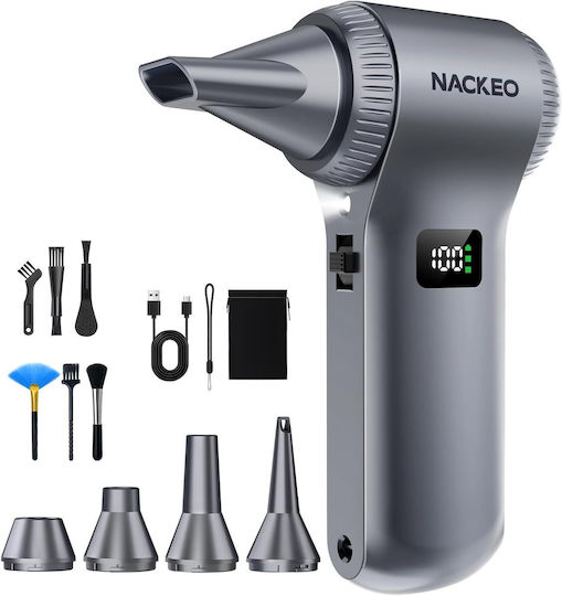 Nackeo K100 Suflantă Electrică cu Aer Comprimat Viteză Reglabilă 0-100 5 Capete de Duze Incluse 230000 Rotații pe Minut la Putere Maximă Iluminare Led Portabilă Potrivită pentru Curățarea Tastaturilor Mașinilor Acasă Exterior