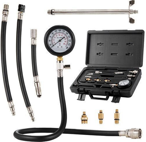 Engine Zylinder-Kompressionsprüfer Kit 0-100 Psi Messgerät 4 X Adapter Kompakt Tragbar