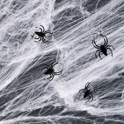 Pânză De Păianjen Albă 4-5 M² Material Bumbac Sintetic 4 Păianjeni Halloween