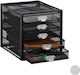 Relaxdays Office Document Organizer 5 Compartments A4 Size 29 X 27.5 X 35.5 Cm Steel Black