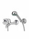 Diamond Mixing Bathtub Faucet Complete Set Silver