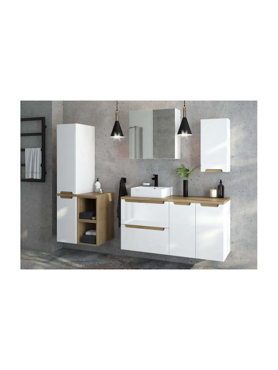Deftrans Oglindă de Baie din Metal cu Dulap 60x60cm Alb
