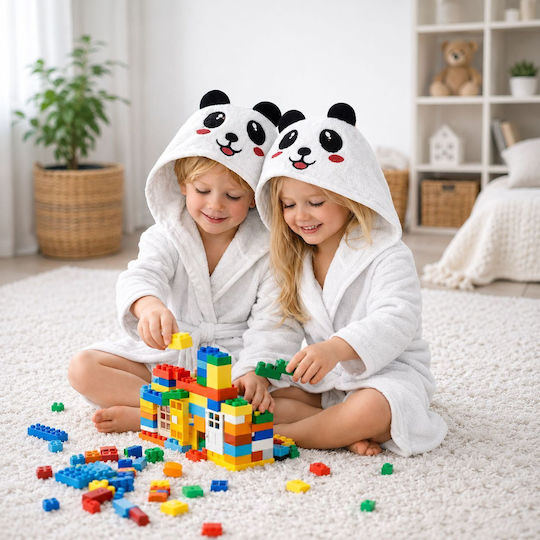 Kinderbademantel Weiß mit Kapuzen-