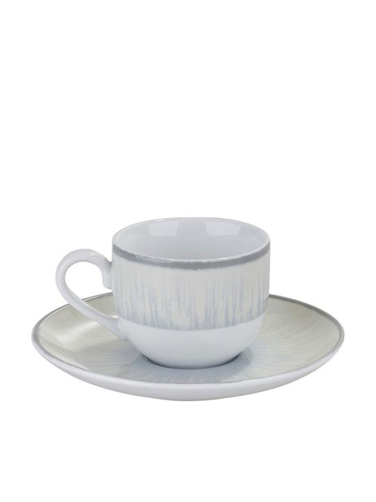 Bormioli Rocco Water Lily Set Coffee Cups Porcelain Brown 6 Pieces