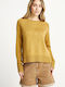Women's Long Sleeve Cotton Sweater Yellow