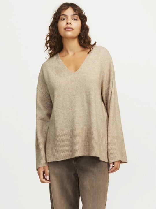Jack & Jones Damen Langärmeliges Pullover Weiß