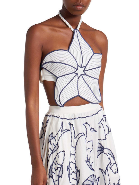 Women's Crop Sleeveless Off-White Top