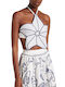 Women's Crop Sleeveless Off-White Top