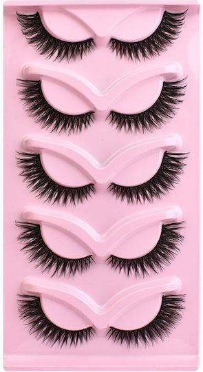 Ζευγάρια Σετ Pink Fox Full-length Fox-eye Ψεύτικες Βλεφαρίδες Cat-eye Ογκώδεις Σγουρές Ρεαλιστικές Βλεφαρίδες Στυλ Fox 609