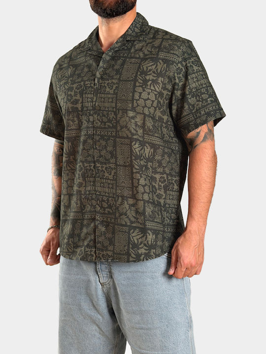 Short Sleeve Cotton Shirt Khaki