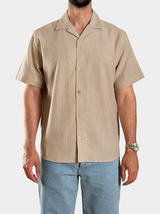 3Guys Short Sleeve Cotton Shirt Beige