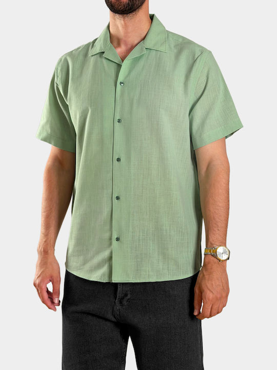 3Guys Short Sleeve Cotton Shirt Light Green