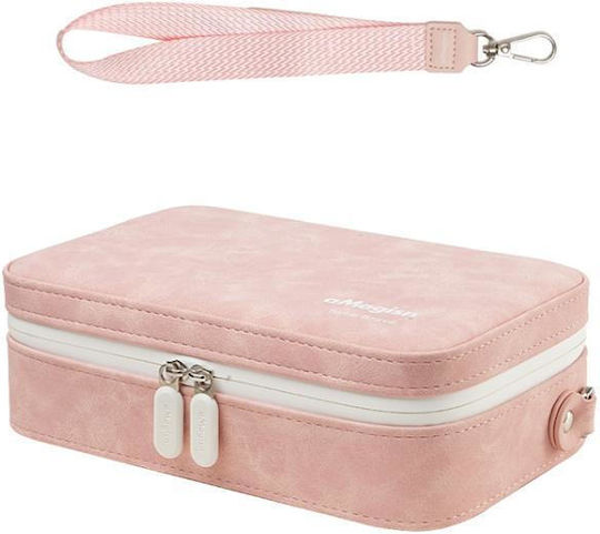 Nubuck Leather Action Camera Carrying Case Amagisn Small Carrying Bag Adjustable Dividers Pink