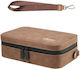 Nubuck Leather Action Camera Carrying Case Amagisn Small Travel Storage Bag Adjustable Dividers Brown