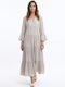 Summer Midi Dress with Ruffles Grey