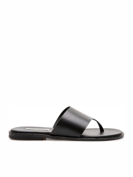 Leather Women's Flat Sandals Black