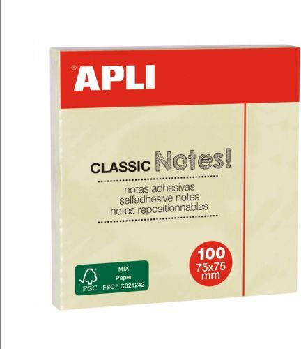 Sticky Memo Pads Classic Notes Apli 75x75mm 100 Pieces