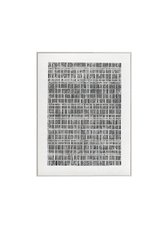 Decorative Painting 90x120x5cm Canvas White Black Wood White C543100