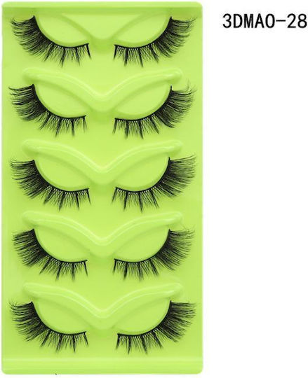 5 Pairs Set Green False Lashes Fox Eye Type Voluminous Realistic Fox Eye Shape Specifications 3dmao-28