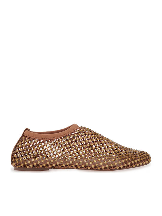 Women's Ballerina Shoes In Tabac Brown Colour